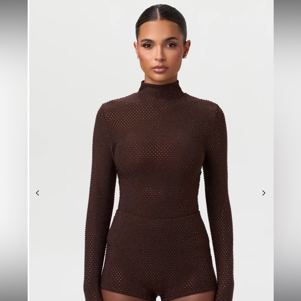 Naked wardrobe Crystal hot pants brown set